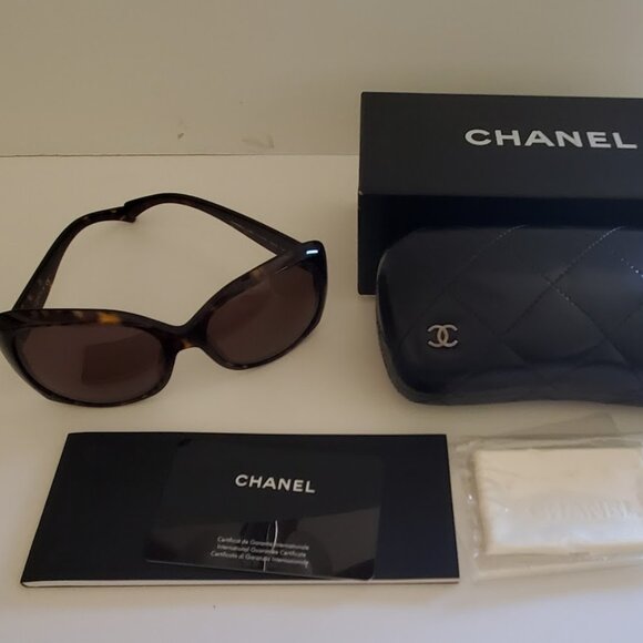 Chanel 5183 c714/3G Sunglasses Brown Tortoise Brown W/case &Box - Picture 1 of 10